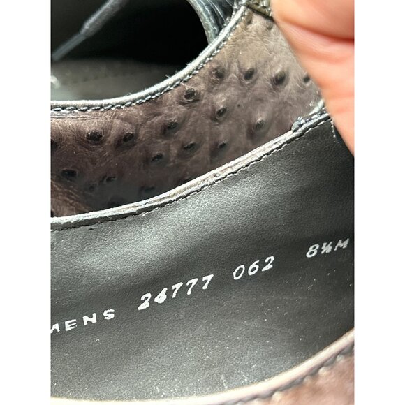 Stacy Adams Mens Leather Wingtip Oxford Shoes 8.5M Brown Black Embossed Ostrich - Picture 4 of 9
